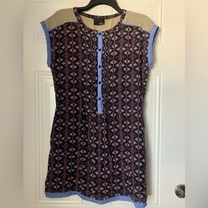 Greylin Black Geometric Print Mini Dress Size L 100% Silk